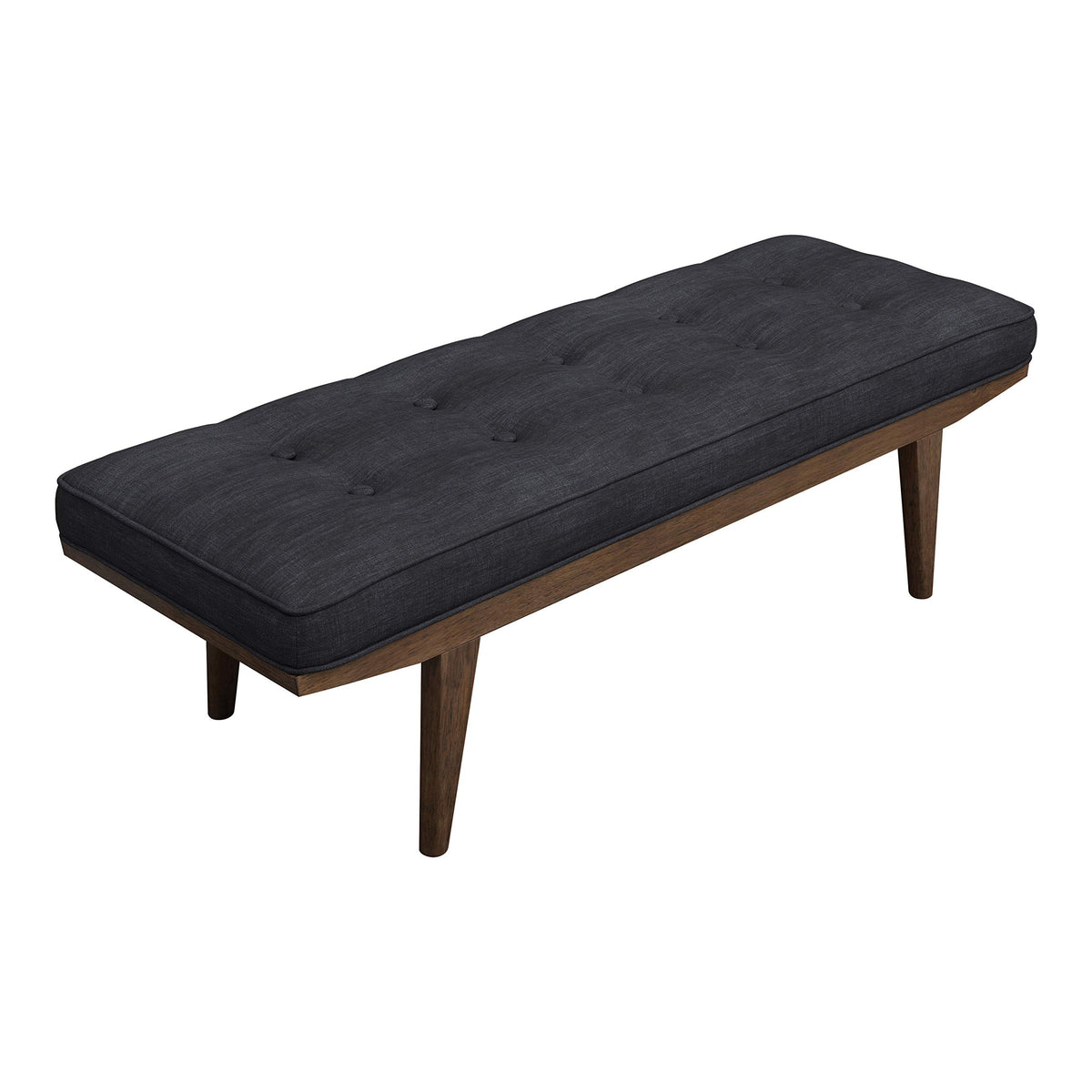 Coaster Furniture Mid Century Modern Solid Wood Entryway Accent Bench Upholstered Tufted Seat Cushion Gray Fabric Oak Finish 910213