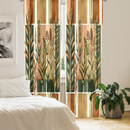 Ambesonne Botanical Curtains, Watercolor Fall Branches And Geometric Mid Century Modern Autumnal Art, Window Treatments 2 Panel