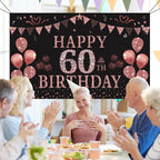 Trgowaul Rose Gold 60th Birthday Backdrop Banner Party Supplies Photography Background 5.9 x 3.6 ft