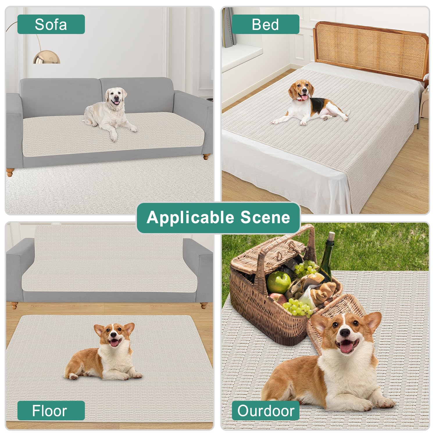 Foxdecor Dog Bed Cover Couch Cover For Pet, Anti-Slip Couch Pads For Sofa Chair Recliner Bed Furniture Protector, 32X82 Inch Cre