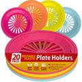 Besti Reusable Plastic Paper Plate Holders 10 Inch, 20 Piece Round Plastic Paper Plate Holder Set with Snap-In Grooves, Dishwash