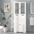 Betterhood 67 Tall Bathroom Storage Cabinet, Freestanding Linen Cabinet with Glass Doors and Shelves, Large Bathroom Pantry Cabi