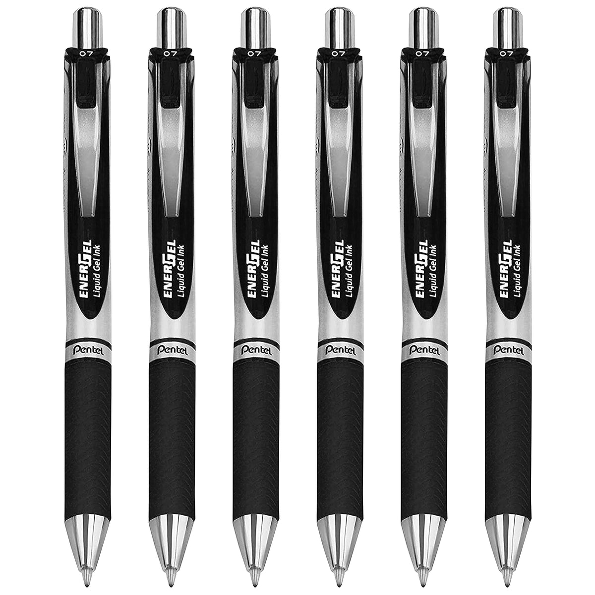 Pentel Energel Xm Bl77 - Retractable Liquid Gel Ink Pen - 0.7Mm - 54% Recycled - Black - Pack Of 6