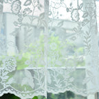 Finecity Lace Valances For Windows Over Sink, Rustic Leaf Floral Scalloped Bottom Sheer Kitchen Valance Curtain 18 Inch Length,