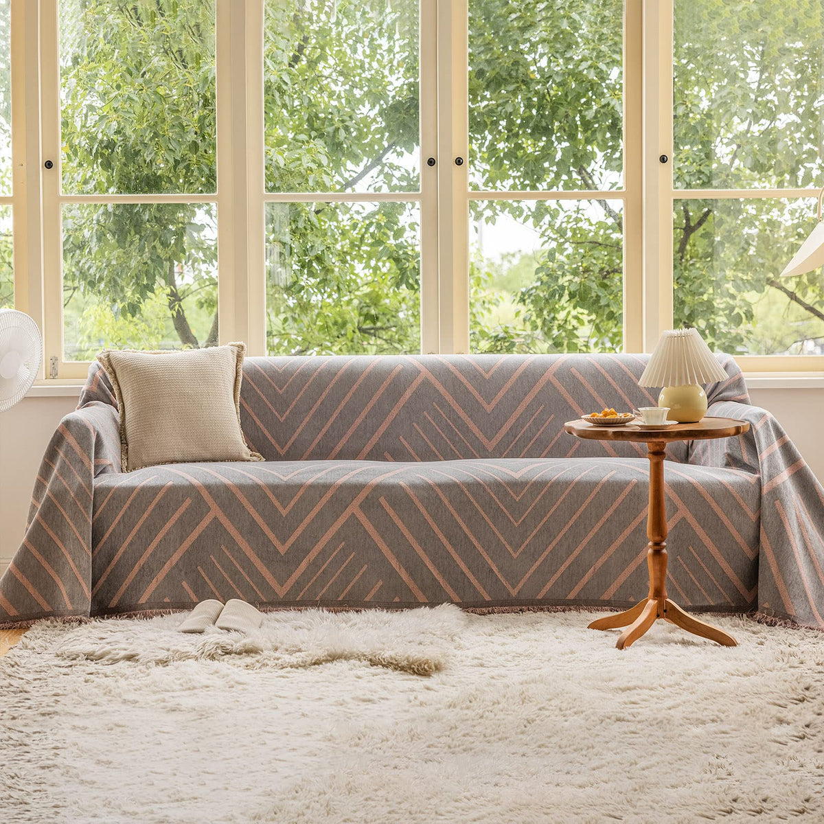 Vclife Pink Gray Herringbone Couch Cover Modern Thick Chenille Sofa Couch Cover Sectional Sofa Cover For 3 Cushion Couch Sofa, 1