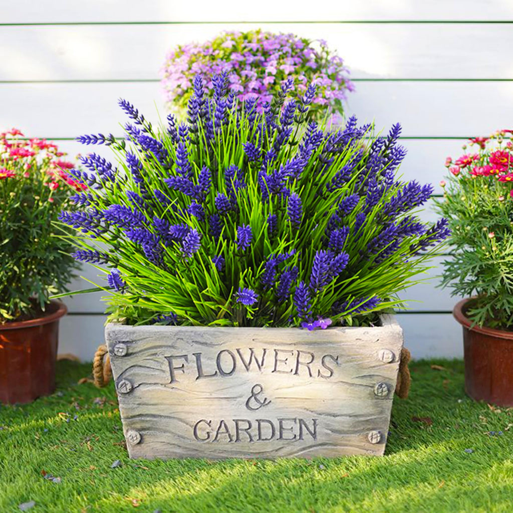 Tstweto Artificial Plants Outdoor, 22 Pcs Fake Flowers Uv Resistant Outdoor Fake Plants, Lavender Artificial Flowers Plastic Fak