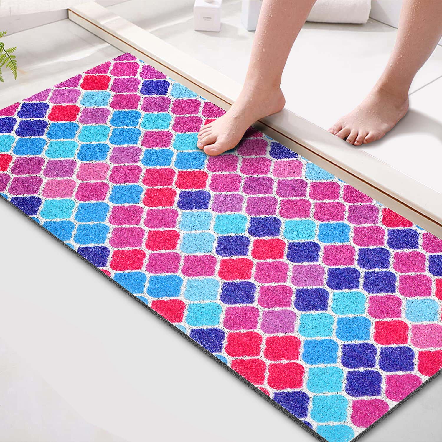 Non Slip Bathtub Mat, 15.7  36 Inch, with Drainage Holes, PVC Loofah Massage Bathmat for Shower, Bathroom, Wet Areas, Quick Dryi