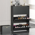 Boonatu Shoe Cabinets for Entryway, Shoe Storage Cabinet with 3 Flip Drawers, Shoes Cabinet for Entryway Slim Space (Black, 31.5
