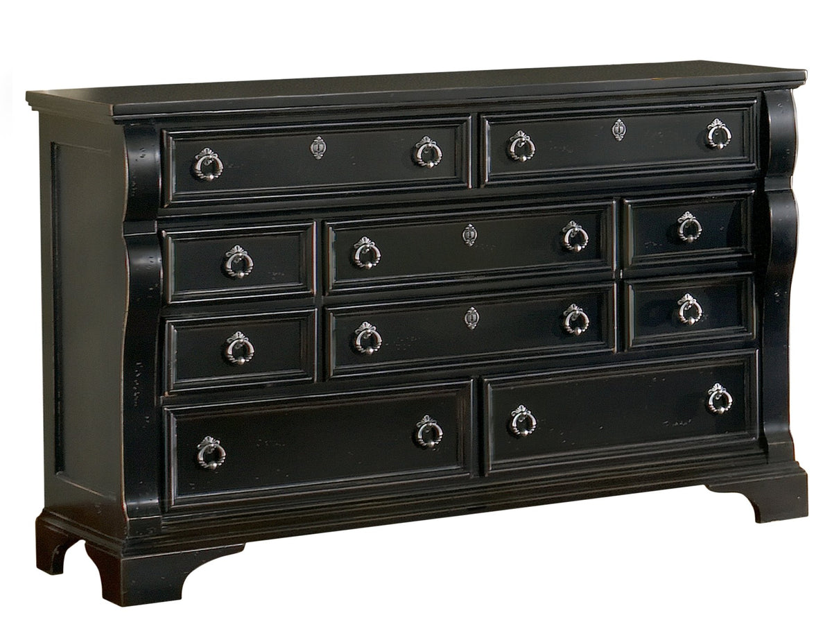 American Woodcrafters 10-Drawer Triple Dresser, Heirloom Black