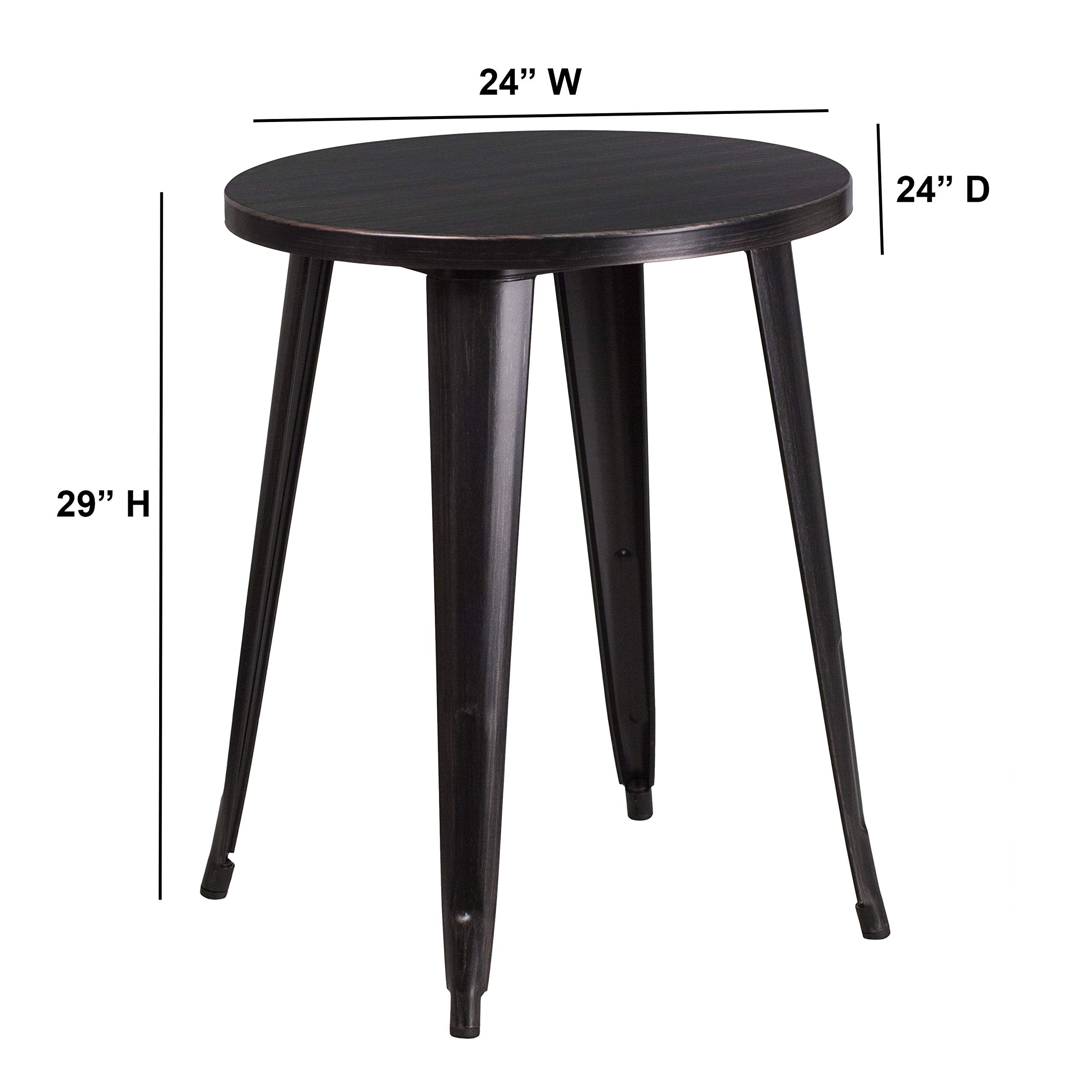 Flash Furniture Webb Commercial Grade 24&quot; Round Black-Antique Gold Metal Indoor-Outdoor Table