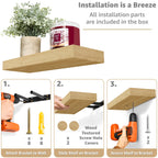 Sorbus Floating Shelves For Wall, Bathroom Shelves Wall Mounted For Kitchen, Bedroom, Bathroom Storage Over Toilet, Hanging Book Shelf For Wall Home Decor Living Room (Maple Wood, 3 Pack)