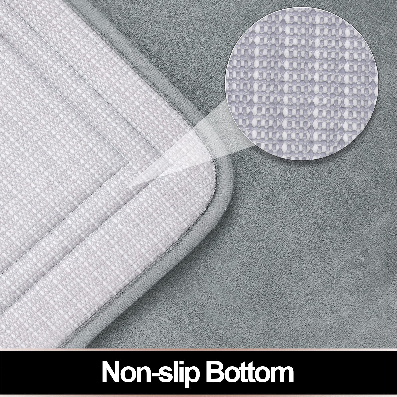 Itsoft Memory Foam Bath Mat Non Slip Absorbent Super Cozy Velvet Bathroom Rug Carpet, Machine Washable, 16 X 24 Inches Gray