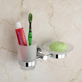 USF Bath Accessories 304 Stainless Steel Soap Dish with Tumbler Holder Glass Bathroom Soap Holder, Toothbrush Holder for Bathro