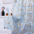 Deeprove Sheer Curtains 84 Inches Long 2 Panels Set, Gold Foil Print Metallic Vine Leaves Window Treatments For Bedroom, Bronzin