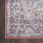 HomeRoots 533135 9 x 12 ft. Red & Ivory Floral Power Loom Distressed Washable Rectangle Area Rug