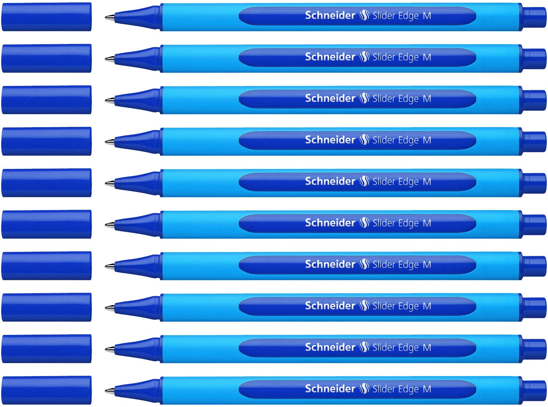 Schneider Slider Edge M (Medium) Ballpoint Pen, 1.0 Mm, Light Blue Barrel, Blue Ink, Box Of 10 Pens (152103)