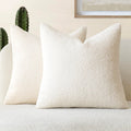 Foindtower Pack Of 2, Curly Faux Fur Decorative Throw Pillow Covers Soft Neutral Plush Cushion Case With Zipper Cozy Pillowcase