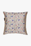 Mezposh Cream & Multi Floral Embroidered Faux Silk Cushion Cover (16X16)