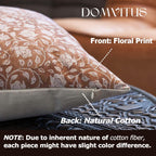 Domvitus Floral Pillow Covers 20X20, Throw Pillows For Couch, Floral Print Pillow Cover, Decorative Neutral Accent Throw Pillow Covers For Living Room, 1Pc, Brownish Orange