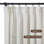 Twopages Double Layer Lined Pinch Pleated Curtain Ivory White Linen Blend Light Filtering Room Darkening Curtain For Kitchen, Wi
