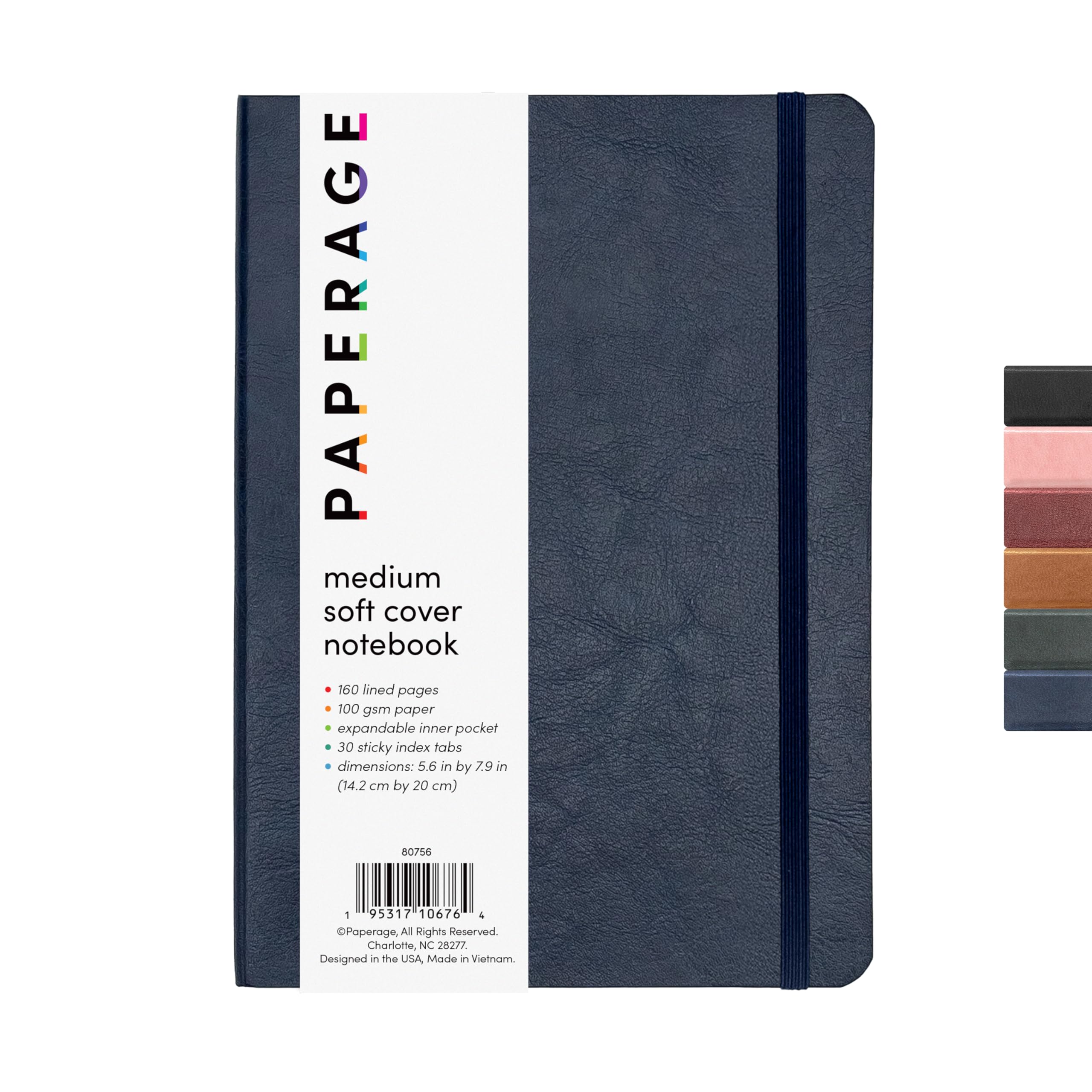 Paperage Softcover Lined Journal Notebook (Navy), 160 Pages, Medium College Ruled Notebook, 5.6 Inches X 7.9 Inches - 100 Gsm Th