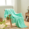 Newcosplay Super Soft Twin Blanket Aqua Premium Silky Flannel Fleece Leaves Pattern Lightweight Bed Blanket All Season Use (Aqua
