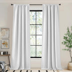 Nicetown Faux Linen Greyish White Curtains For Bedroom, Rod Pocket/Back Tab/Hook Belt Room Darkening Thermal Curtains Noise Redu