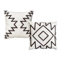 TUP The Urban Port 17 x 17 Inch Square Cotton Accent Throw Pillows, Geometric Aztec Embroidery, Set of 2, White, Gray
