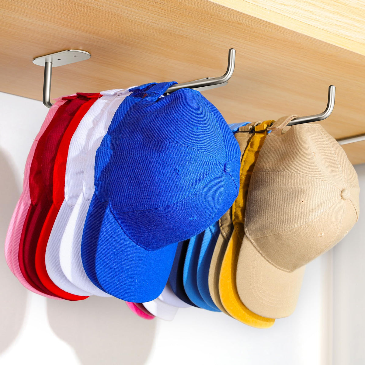 Daoun Hat Racks for Baseball Caps, 2-Pack Baseball Hat Rack for Storage, Self Adhesive or Drilled Hat Holder Hat Organizer for C