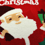 Alysheer Merry Christmas Santa Embroidered Decorative Throw Pillow Cover 18X18, Extra Thick Tufted Cozy Warm Cotton Cushion Case