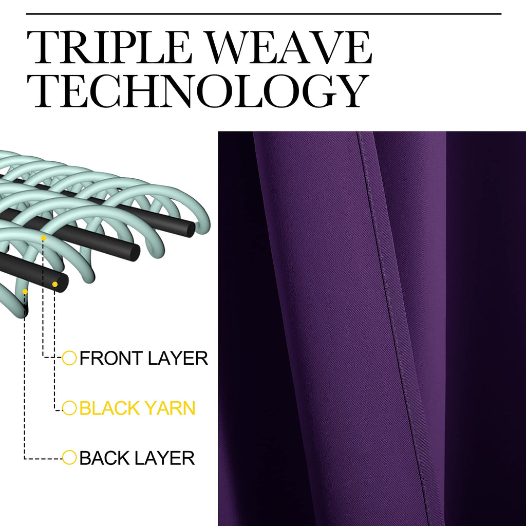 Nicetown Blackout Window Curtain Short, 55W X 78L, Sold Individually, Royal Purple Color, Home Fashion Thermal Insulated Room Darkening Drapery For Bedroom