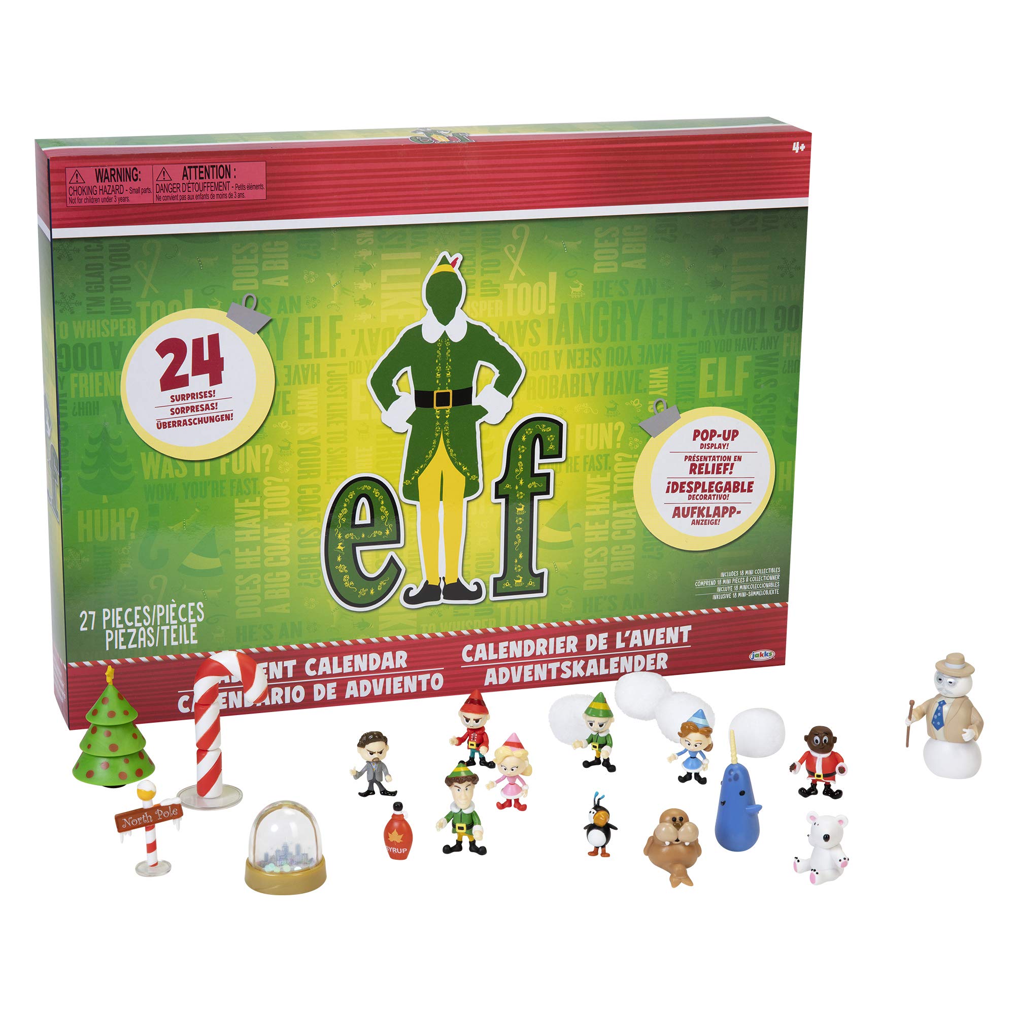 Jakks Holiday Elf Advent Calendar, Enjoy 24 Days Of Fun Collectible Surprise Figures