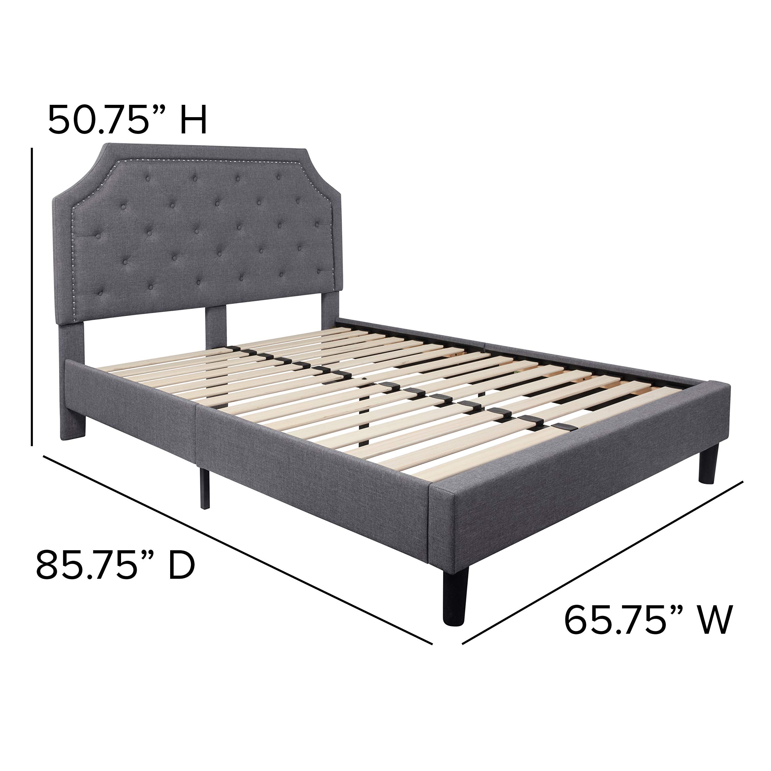Flash Furniture Brighton Queen Size Tufted Upholstered Platform Bed In Light Gray Fabric
