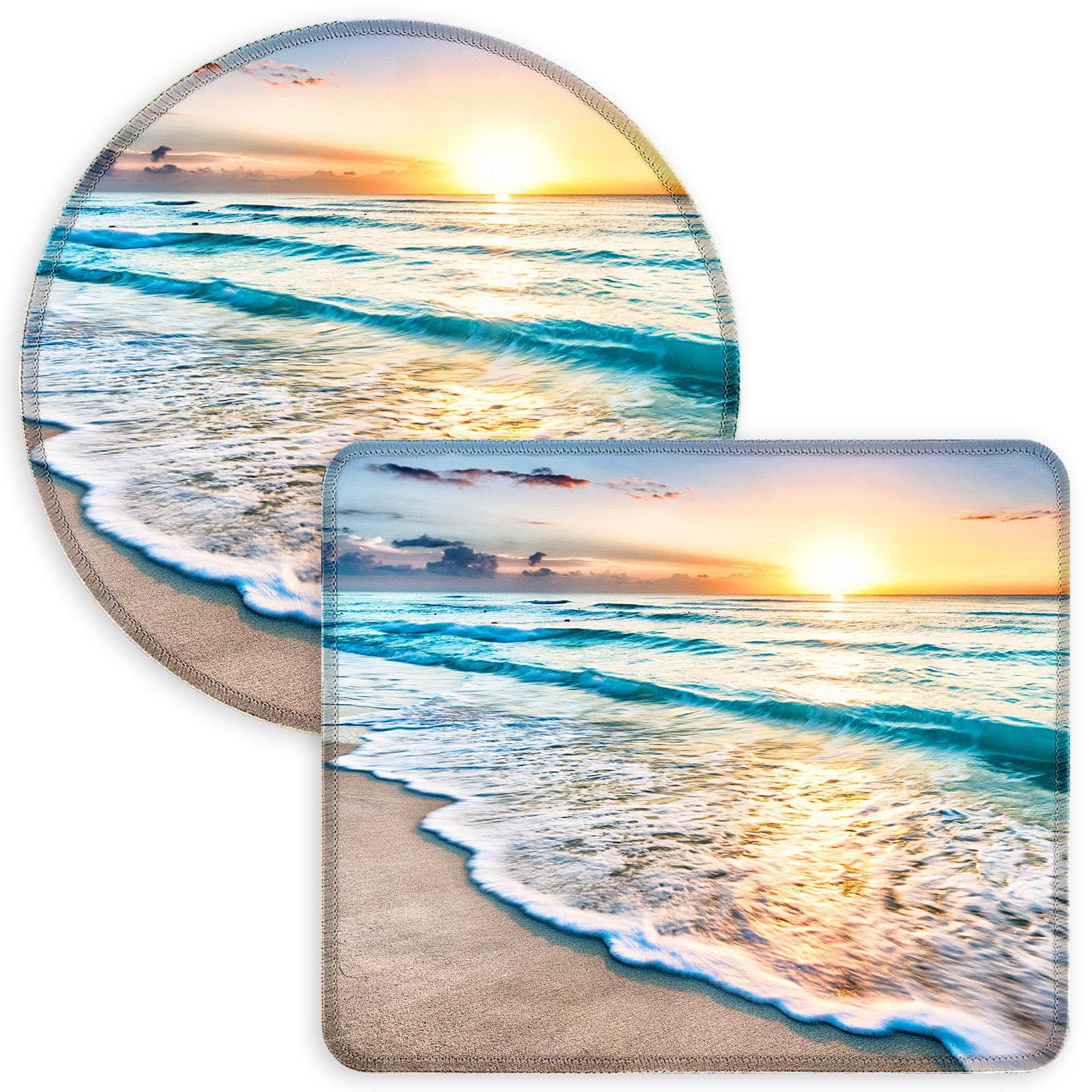 Mouse Pad, Square And Round Mouse Pads, 2 Pack,10.3 X 8.7 Inch And Dia 8.7 Inch, Cute Small Mousepad, Stitched Edge Mouse Pads F