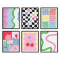 HAUS AND HUES Danish Pastel Posters - Set of 6 Pastel Pink Poster, Colorful Pastel Pictures for Wall, Cute Posters for Room Aest