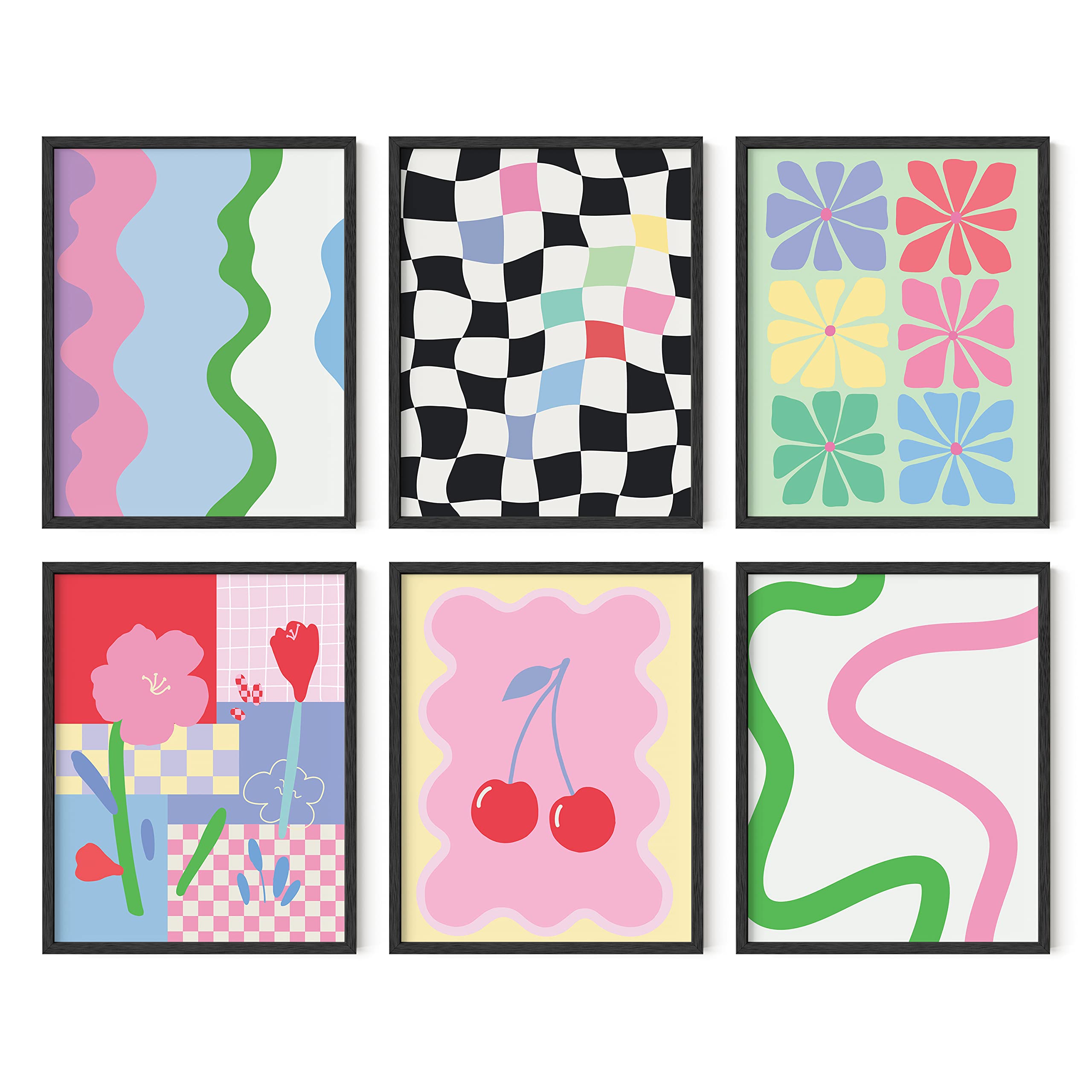 HAUS AND HUES Danish Pastel Posters - Set of 6 Pastel Pink Poster, Colorful Pastel Pictures for Wall, Cute Posters for Room Aest