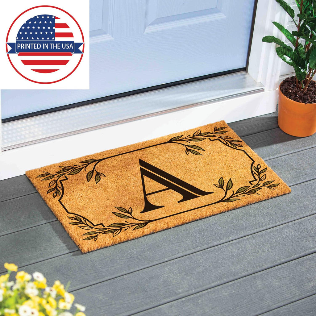 Evergreen Monogram Coir Doormat | Letter A | Front Door Mat For Outdoor Indoor Entrance | 28X16 Inches | Non-Slip Backing Doorwa