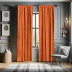 Ambesonne Burnt Orange Window Curtains, Abstract Foliage Leaves Pattern Sketch Nature Growth Composition, Lightweight Decorative