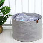 Casaphoria Xxxlarge Cotton Rope Basket For Living Room - Woven Storage Basket With Handle For Blankets, Towels And Pillows Laund