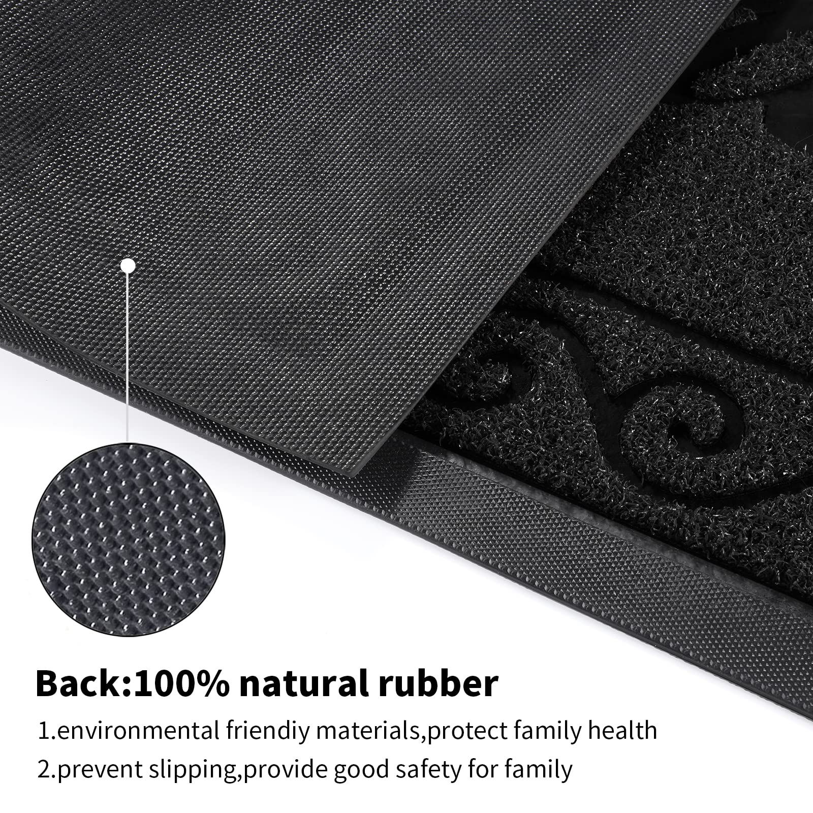 Yimobra Welcome Front Door Mat, Heavy Duty Easy Clean Doormat Indoor Outdoor, Waterproof Quick Dry Floor Mat For Home, Garage, H