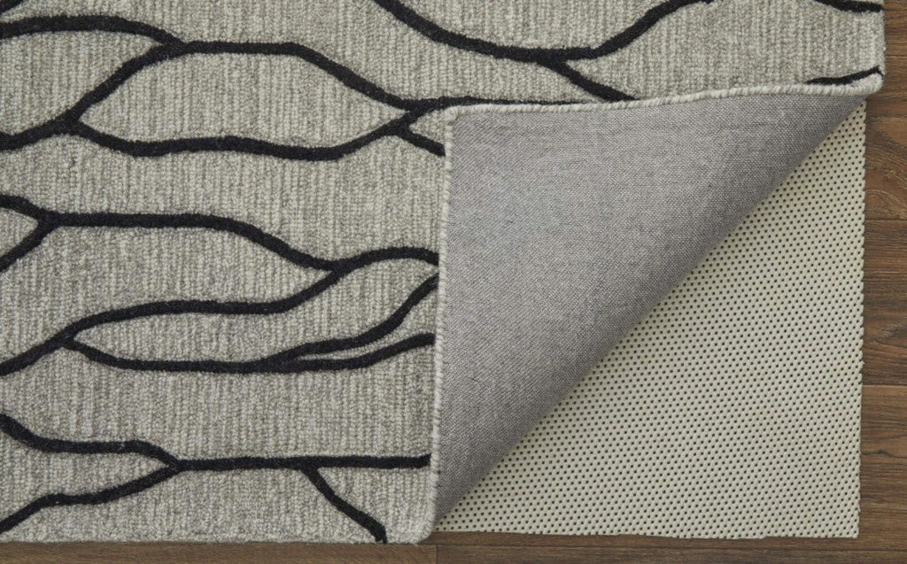 HomeRoots 511846 8 x 11 ft. Taupe Black & Gray Wool Abstract Hand Tufted Handmade Stain Resistant Rectangle Area Rug