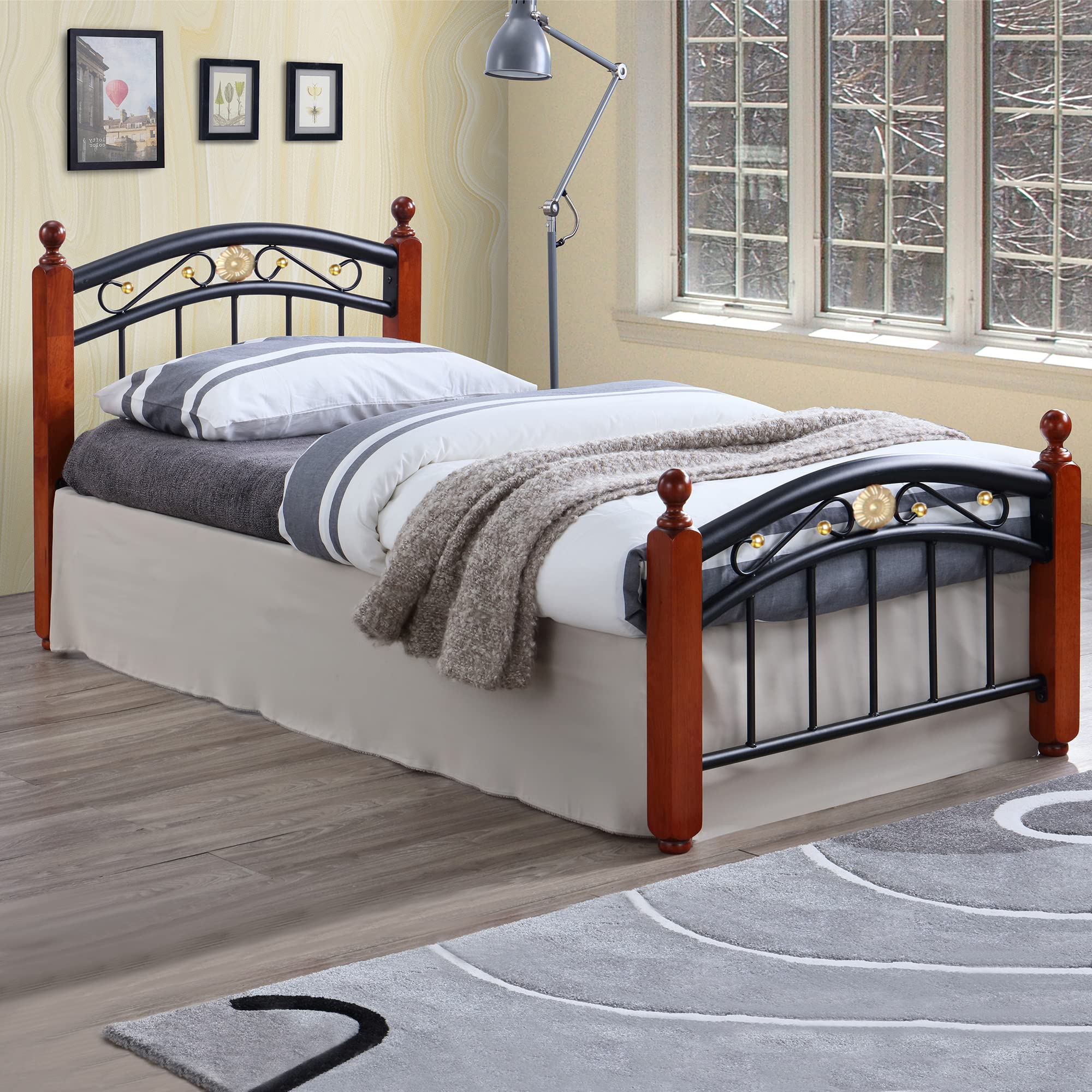 Better Home Products Leyla Twin Black Metal Bed Frame