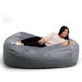 Big Joe Fuf Xl Foam Filled Bean Bag Chair With Removable Cover, Gray Plush, 5Ft Giant