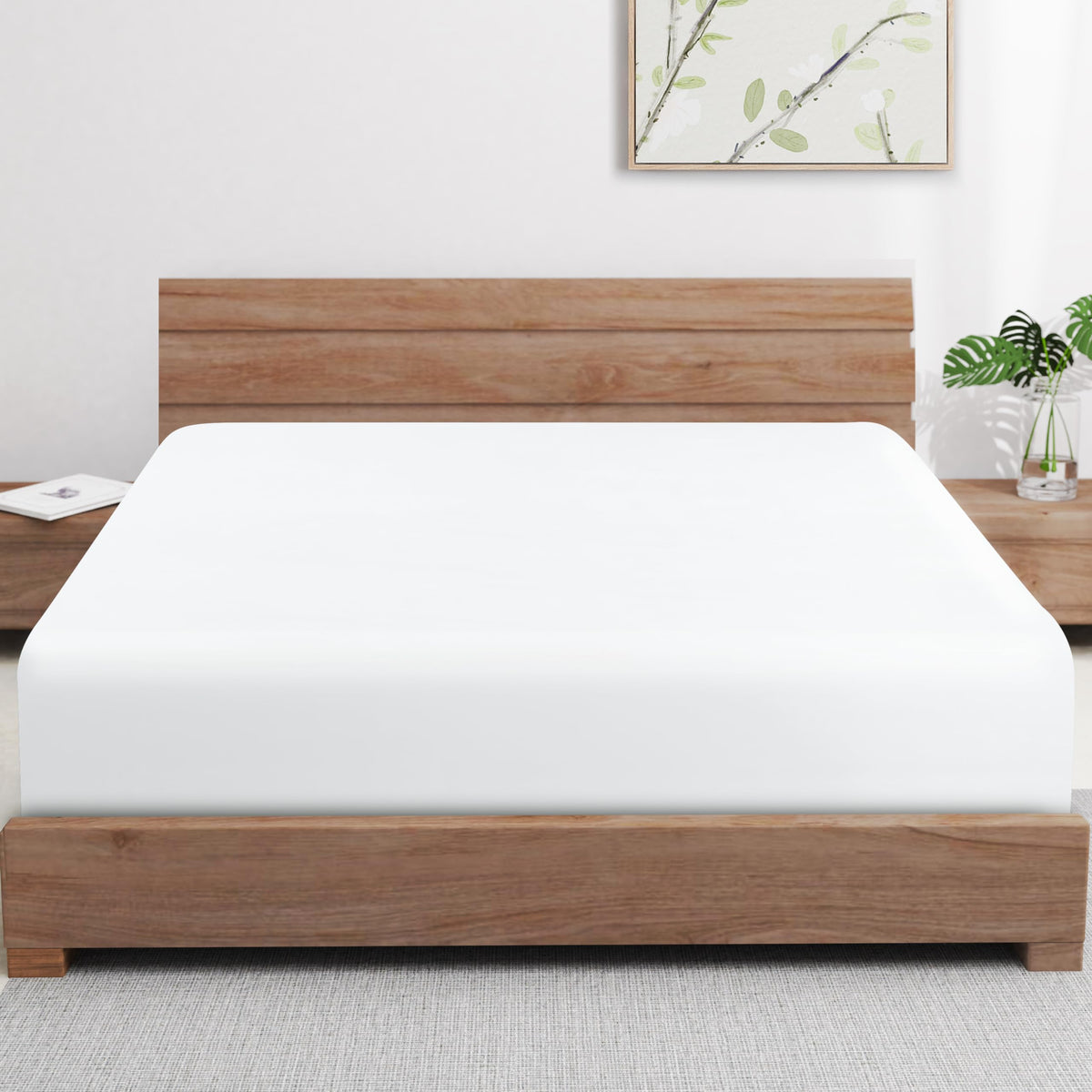Bamboo Viscose Cooling Fitted Sheet Twin Xl Size Only, 400 Thread Count, 16'' Deep Pocket Cooling Bottom Sheets For Hot Sleeper,