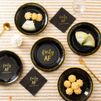 Crisky 40Th Birthday Plates Black And Gold Dessert, Buffet, Cake, Lunch, Dinner Plates For 40Th Birthday Decorations Party Suppl