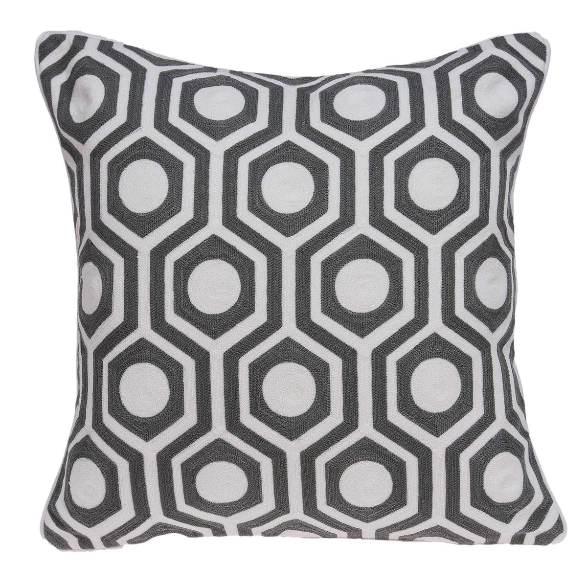 HomeRoots Decor 20' x 7' x 20' Traditional Gray and White Accent Pillow Cover with Down Insert