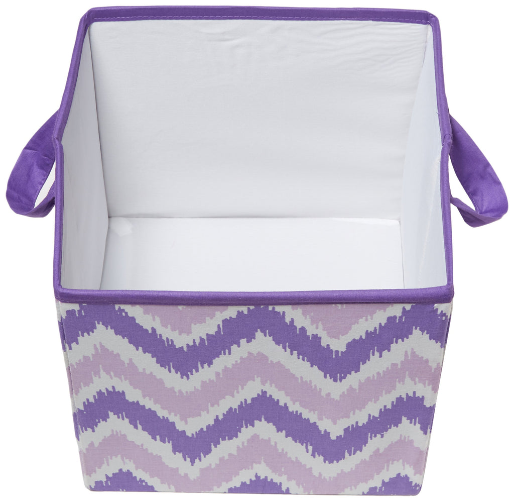 Bacati - Small Storage Tote Mix N Match Ikat Chevron/Dots Purple10 X 10 X 10 Inches