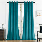 SMILETIME Lake Blue 96 in Long Velvet Curtains with Grommet, Thermal Insulated Super Soft Privacy Noise Reducing Light Blocking 