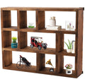WUWEOT Shadow Box Display Shelf, 15'' x 11.8'' 9-Slot Rustic Floating Shelves, Wood Finish Wall Mountable/Freestanding Shelf for