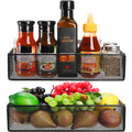 WUWEOT 2 Pack Magnetic Basket Fridge Side Organizers, Strong Magnetic Spice Rack, Metal Wire Mesh Shelf for Refrigerator, Kitche